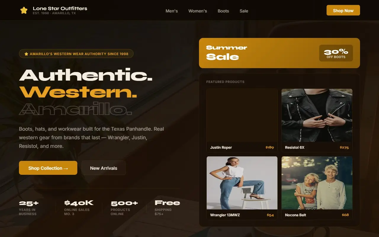 Lone Star Outfitters website screenshot